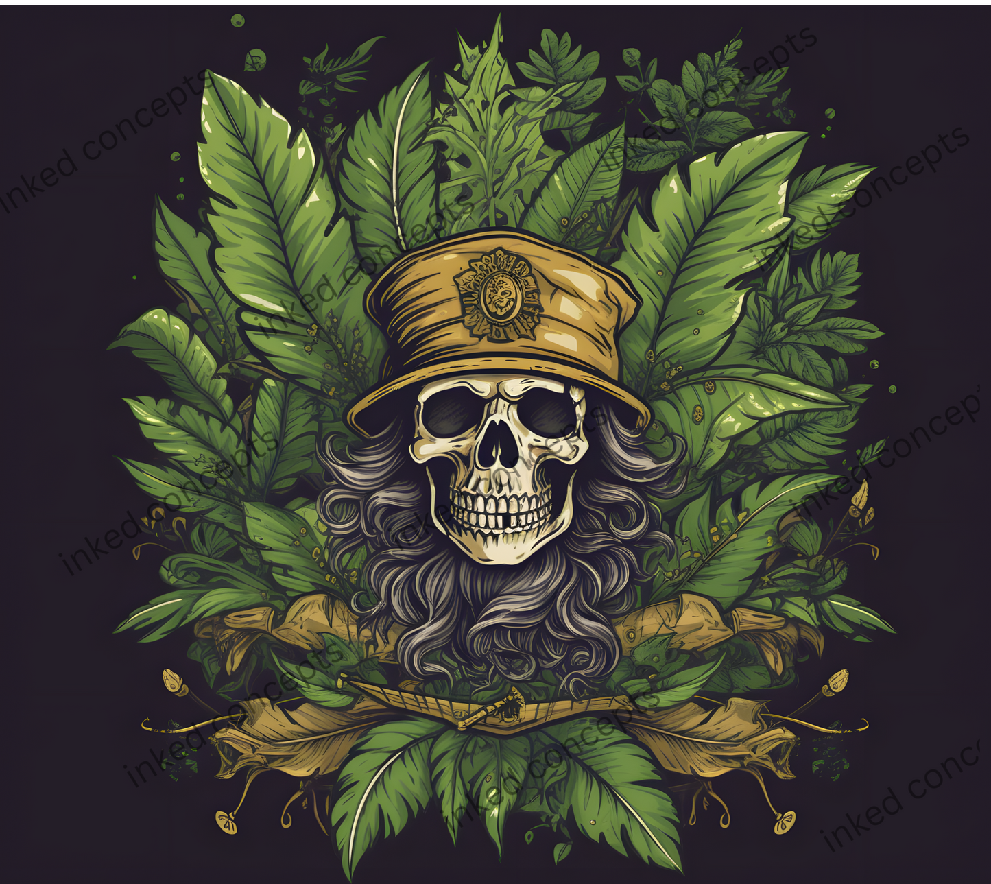 Cannabis Skull with Hat